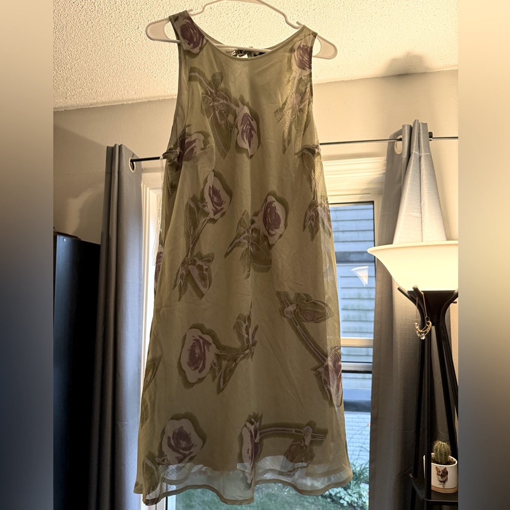 Wild Fable Floral Mini Dress - Olive and Lavender